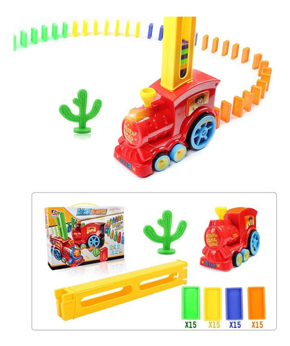 Juego De Juguete Eléctrico Domino Tren Con 60 Piezas De Domi