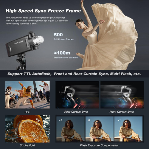 Luz Estroboscópica Flash Speedlite Godox Ad200, 200 W, Ttl,