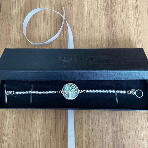 Imagen 8 de 10 de Pulsera Plata 925 Árbol De La Vida Concha De Abulón Agálea