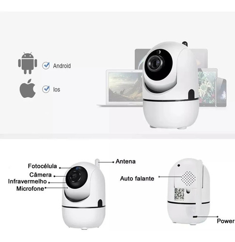 Imagem 4 de 7 de Mini Camera Ip Wifi Hd Onvif Sensor Movimento Automatico