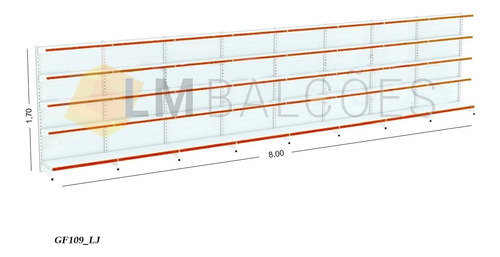 Gondola Parede Alt 170 8metros 1 Inicial +7 Continuação Kit