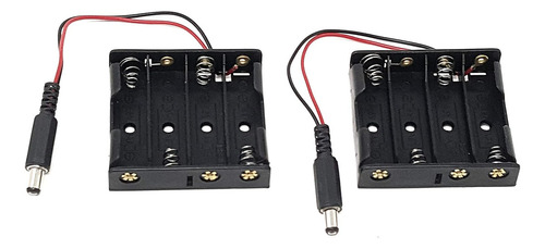 10pz De Portapilas 4 Pilas Aa Con Cable Plug Bateria Doble A