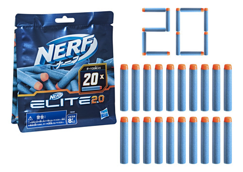 Dardos De Repuesto - 20 Dardos Nerf Elite 2.0 Azul/naranja Lisa