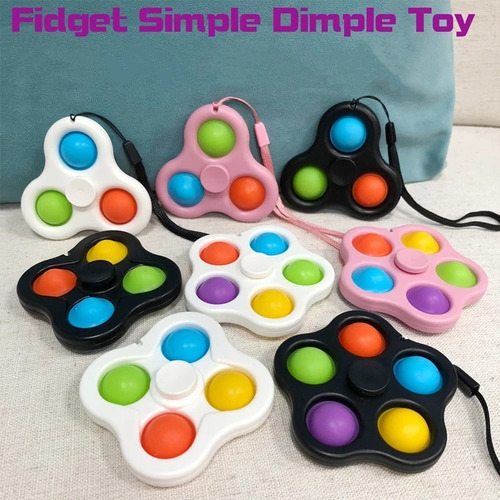 Imagen 4 de 4 de Pop It Llavero Spinner Con 5 Burbujas 2 En 1 Anti Estres
