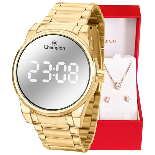 Relógio Feminino Champion Digital Espelhado Dourado Ou Rose