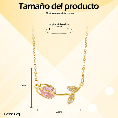 Collar Tulipán Dijes Oro 18k Cristal Joyería Mujer Regalos