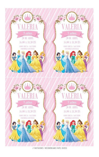 Kit Imprimible Princesas Disney Rosa Glitter Decoración W3