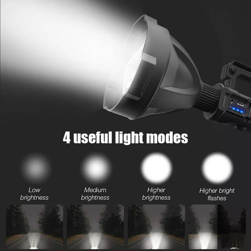 Mox Linterna Led Holofote De Largo Alcance 600 M Usb