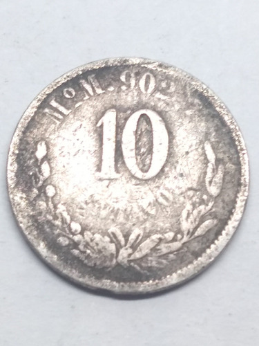  Moneda 10 Centavos Año 1890 Ceca M Plata Ley 900 C D M X