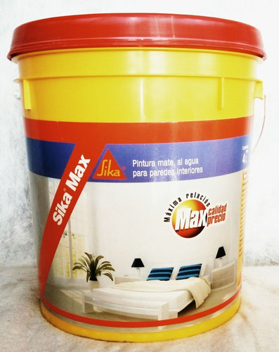 Pintura Interiores Latex Sika Max Lata 4 Lts En Color Blanco