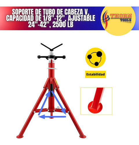 Soporte De Tubo De Cabeza V Cap. De 1/8 -12 PuLG. 2500 Lb