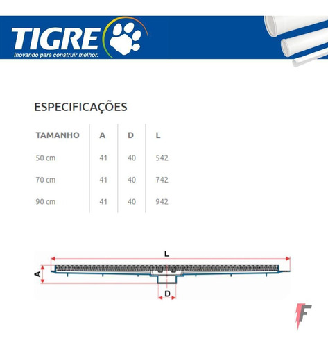 Imagem 5 de 5 de Ralo Linear Tigre 90cm Com Grelha Branco