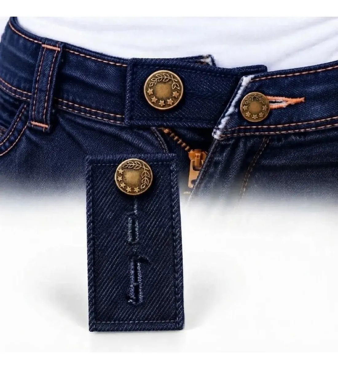 Extensor Alargador Com Botão Para Calças Aumenta Cós Calça Cor Jeans Azul Escuro Kinneken