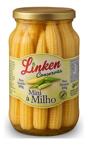 Mini Milho Conserva Vidro Sem Conservantes Sem GlĂșten 590g