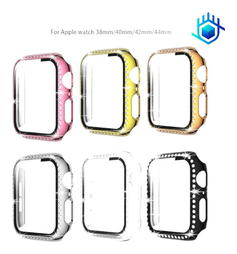 Imagen 8 de 10 de Funda Para Apple Watch Diamantes Premium + Mica Dama Mujer