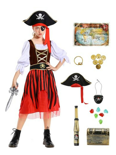 Disfraz Pirata Princesa Niña Con Accesorios.