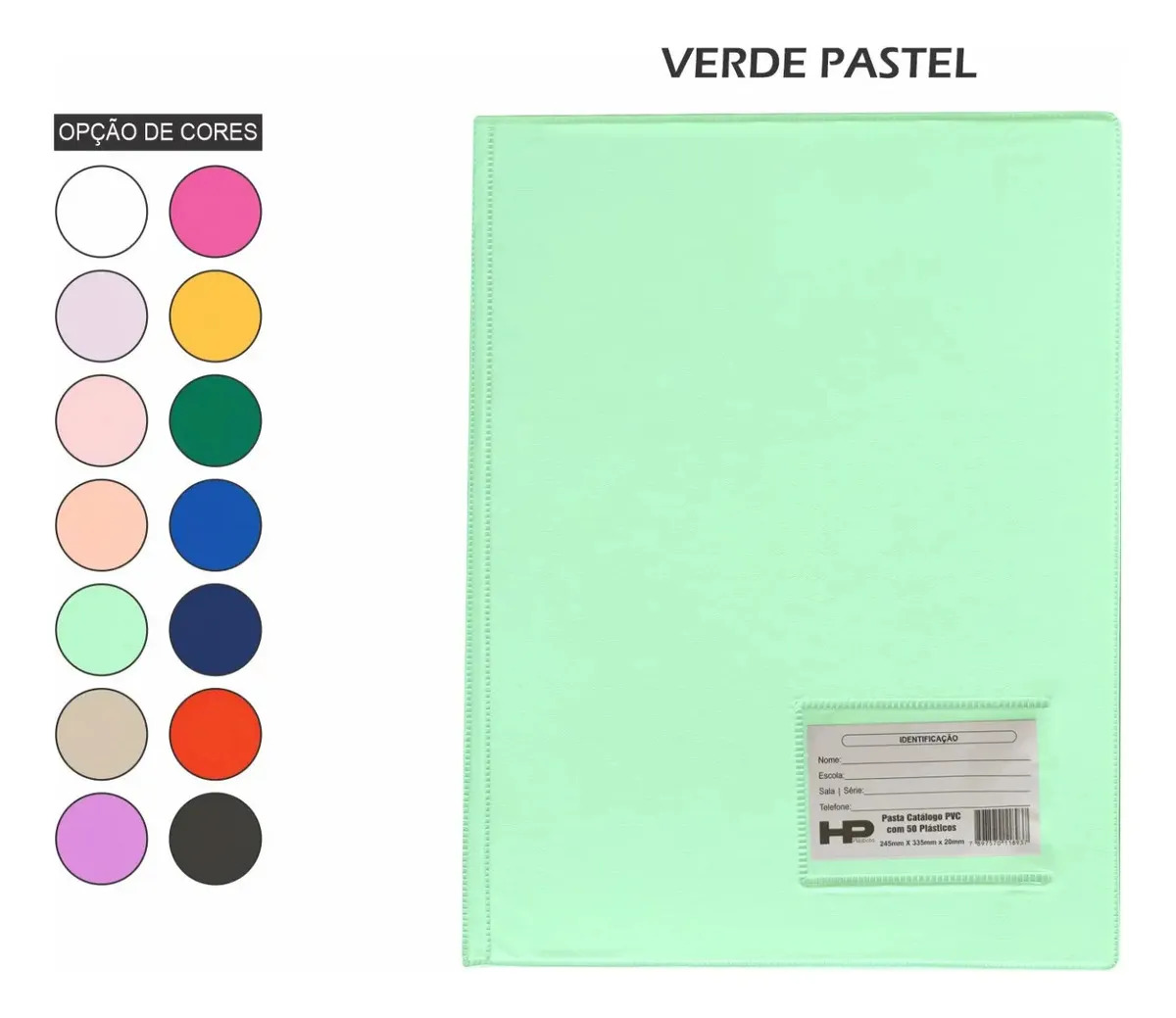 Pasta Catálogo A4 Com 20 Plásticos - Kit 05 Unidades Verde Pastel