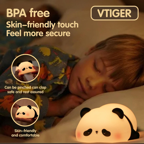 - Luz Nocturna Panda Kids, Luz Táctil De Silicona For Bebés
