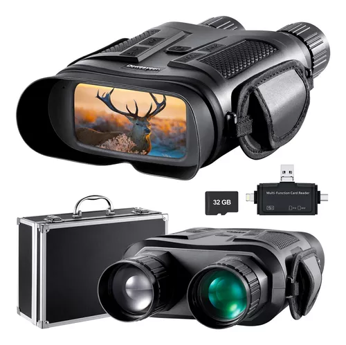 Binoculares de visión nocturna, gafas de visión nocturna con zoom digital  8X, visión nocturna para caza y vigilancia nocturna, pantalla grande con