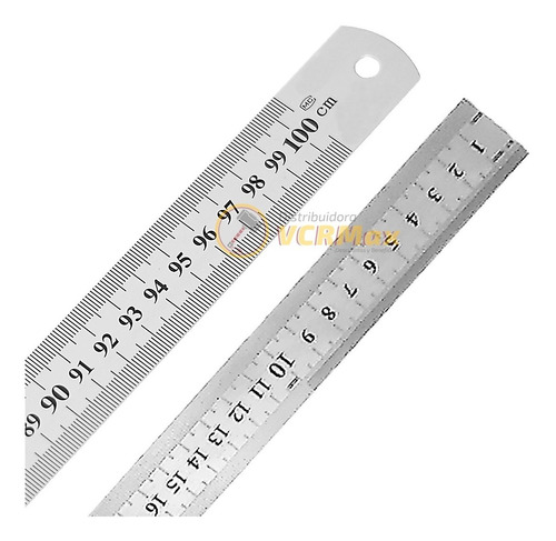 Imagen 2 de 10 de Regla Metálica Acero 100 Cm / 40 Pulgadas Flexible Gruesa