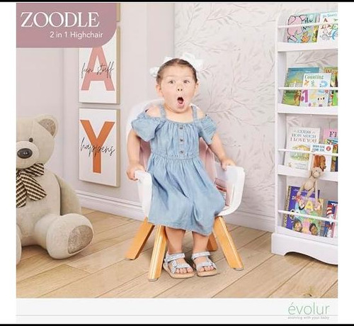 Evolur Zoodle 3 En 1 Silla Alta De Bebé Convertible En Rosa