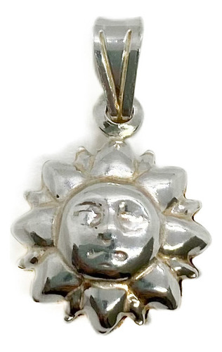 Dije Inflado Sol Con Rostro Plata 925 