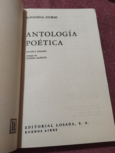 Alfonsina Storni. Antología Poética. Losada. Olivos (Usado)