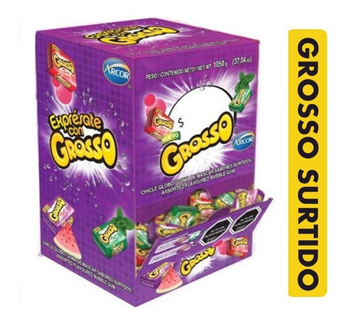 Caja Chicles Grosso Sabores Surtidos 1050gr(2 Caja)-super