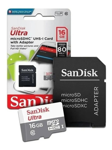 Imagen 1 de 2 de Memoria Micro Sd 16gb Sandisk Clase 10 Original
