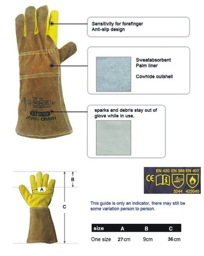 Imagen 2 de 8 de Guantes De Manipulación De Animales 35cm Cuero Gatito Kev