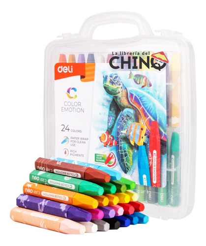 Crayones Oleo Al Pastel Deli X24 Colores En Estuche Rigido