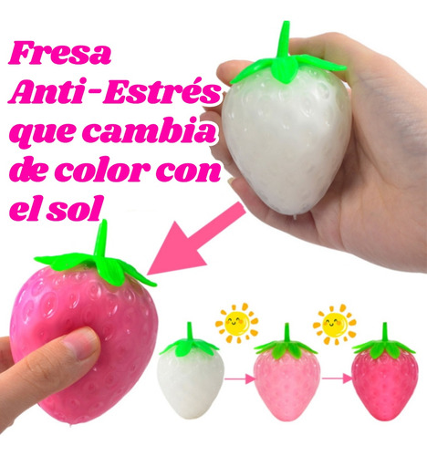 Juguete Fresa Anti-estrés Que Cambia De Color Con El Sol