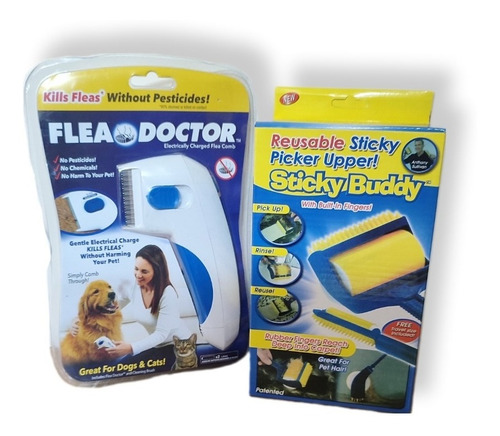 Combo Peine Anti Pulgas + Quita Pelusa Rodillo Mascotas