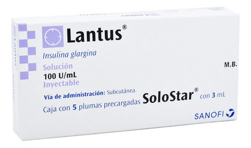 Lantus Solución Inyectable En Cartucho 100 U/ml, 5 Cartuchos 3 Ml