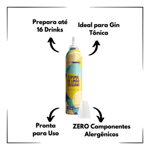 Kit 6 Sachês Easy Drinks Para Bebida +espuma Limão Siciliano