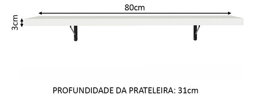 Kit 2 Prateleiras Suspensas Madesa 80 Cm Mão Francesa B Cor Branco