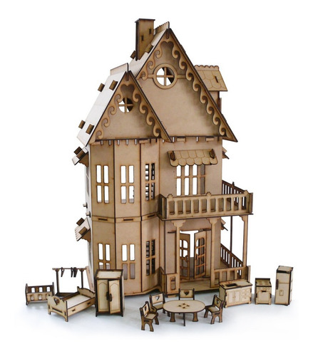 Casita De Muñecas Fibrofacil + 25 Muebles Casa Full Oferta !