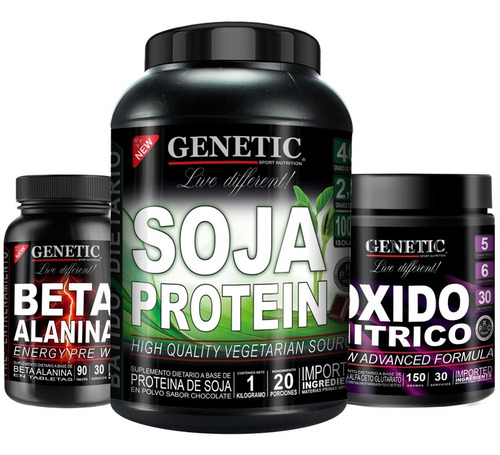 Combo Vegano Soja Protein Beta Alanina Oxido Nítrico Genetic