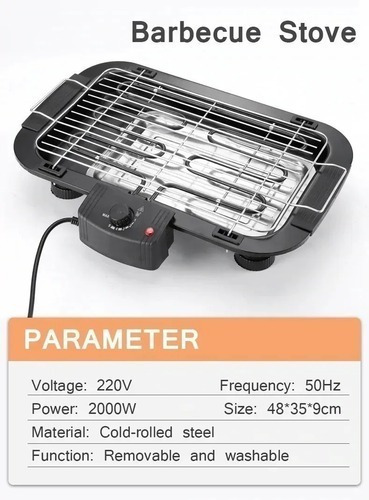 Parrillera Eléctrica 2000W Antiadherente para Barbacoa