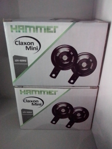 Imagen 1 de 2 de Cornetas Mini Claxon Hammer Pito Negras 12v 420hz 