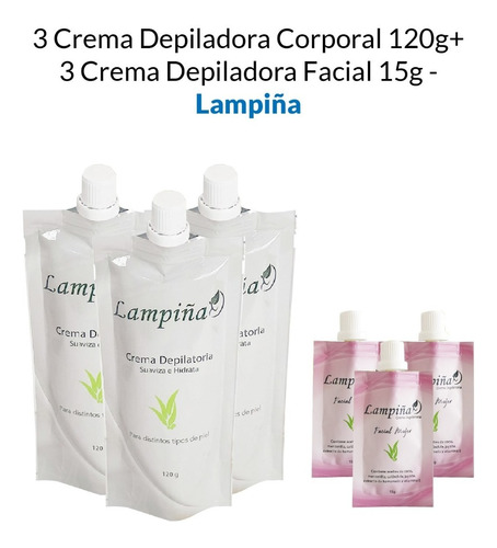 3 Depiladora Corporal 120g + 3 Depiladora Facial 15g Lampiña