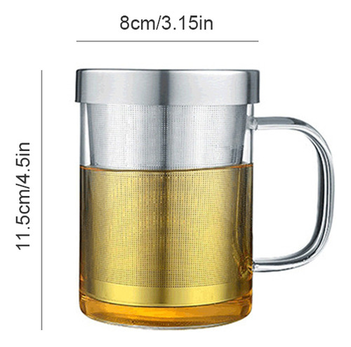 Taza De Té De Vidrio Con Infusor, Filtro Y Tapa De Borosilic