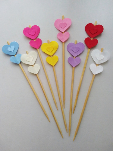 Palillos Decorados Con Corazones Para Eventos Especiales.