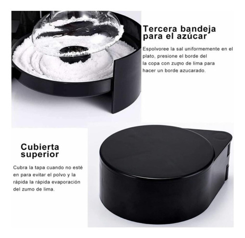 Escarchador Vasos 3 Bandejas Giratorias Sal Azúcar Limon