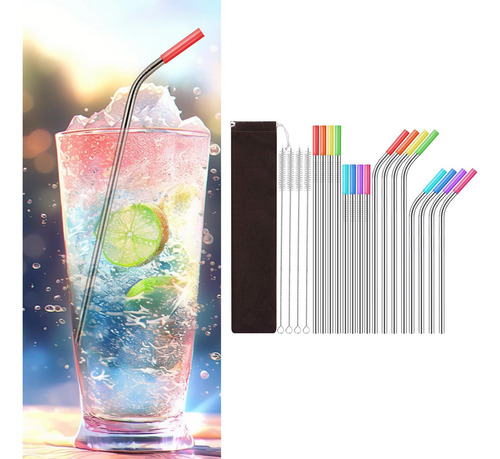 16x Pajitas Reutilizables Para Beber, Juego De Pajitas De