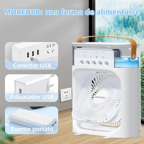 Ventiladores Portátiles Con Humidificador Para Escritorio 26 Cm 50 Blanco Blanco Plástico 3