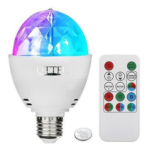 Ottff 3w E27 Disco Bola Lampara Rgb Rotacion Led Sonido Luce