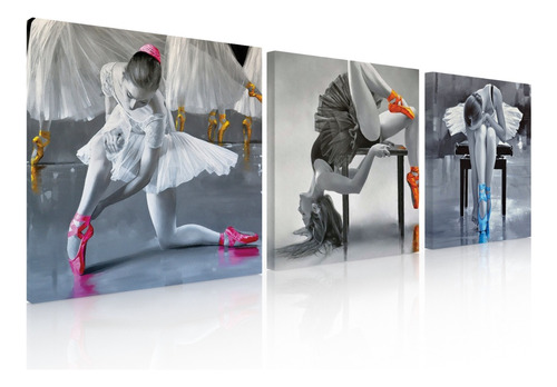 Set De 3 Cuadros Decorativos Moderno Para Recamara Bailarina