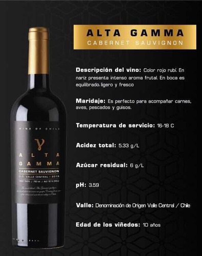 Vino Alta Gamma 750 Ml (12 Unidades)