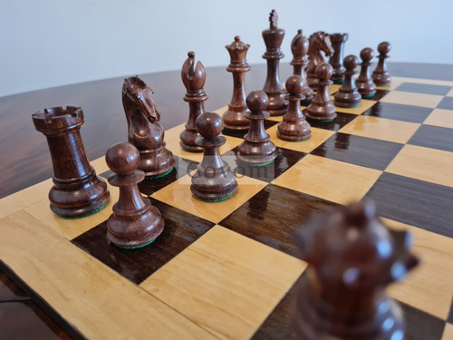 Juego Ajedrez Madera Profesional Piezas Troya Golden